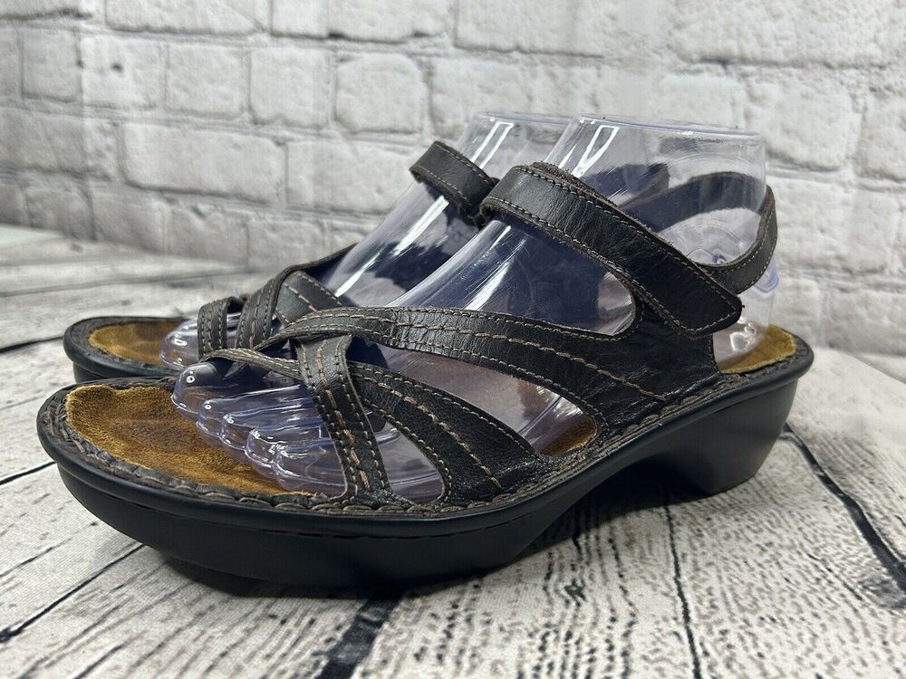 NAOT Sandals Brown Paris Leather Sandal Israel Made Womens Size 39 US 8-8.5
